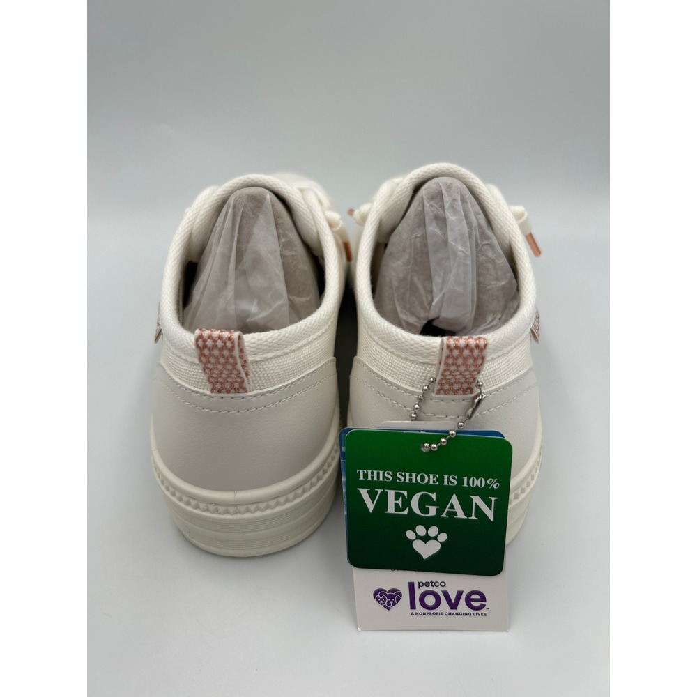 Skechers Bobs B Cute Platform Sneakers Off White Canvas Rose Gold Vegan Size 8 - Picture 4 of 8